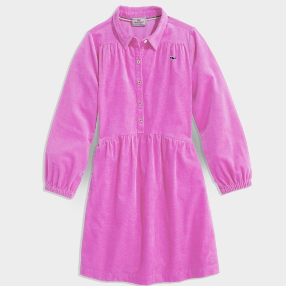 NEW! Vineyard Vines Corduroy Pink Shirt Dress Sz 7-8